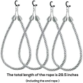 Curtain Tiebacks Ropes Metal Holders Cord for Thin or Thick Window Drapes 4 Pack Curtain Holdbacks with 4 Metal Screw Hooks Silver. 