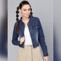 HB   Women Blue Solid Denim Jacket 2022. 