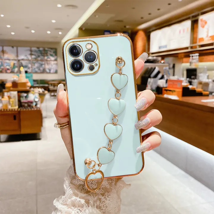COROGI%20for%20iPhone%2014%20Pro%20Max%20Back%20Cover%20with%20Love%20Heart%20Bracelet%20Luxury%206D%20Plating%20Frame%20Shiny%20Chain%20Cases%20Soft%20Silicone%20Square%20Protective%20Mobile%20Phone%20Case%20for%20Girls%20Boy%20-%20Image%204