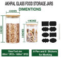 AKHPAL 6 Pack Glass Storage Jars with Airtight Bamboo Lids, 1400ML and 800ML Glass Kitchen Canisters , Clear Food Storage Jar Storage Containers for Coffee Bean, Candy, Sugar, Flour, Pasta, Nuts. 