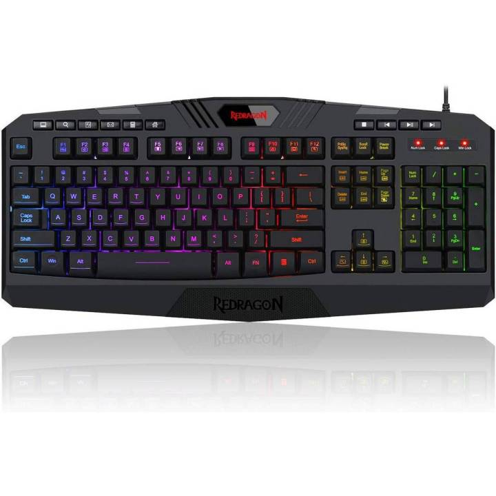 Redragon K503 Pc Gaming Keyboard, Rgb Led Backlit, Wired, Multimedia Keys, Silent Usb Keyboard With Wrist Rest For Windows Pc Games (Black)