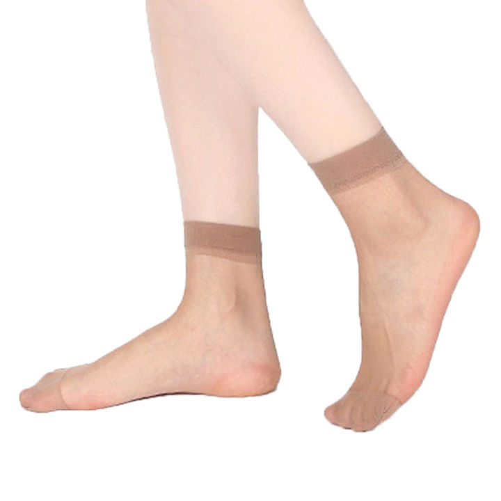 Pair of Sheer Socks Ultra-Thin Transparent Nylon Summer Socks/Stocking Socks for Ladies/Women/Girl's (Ankle Length Socks) in Skin White and Black Color Free Size Fits All