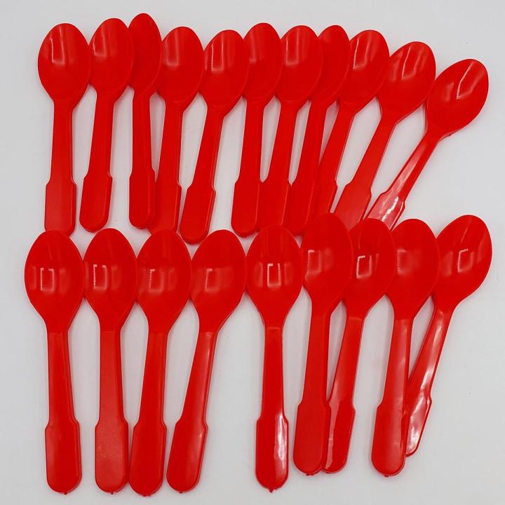 RED COLOR DESERT SPOONS ( PACK OF 20 SPOONS )