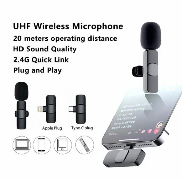 Wireless%20MIC%20K8%20MICROPHONE%20Vlogging%20Mic%20with%20Microphone%20Accessories%20Video%20for%20Type%20C%20Android,%20IOS%20Lightining%20&%203.5mm%20Jack%20-%20Image%205
