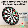 Dart Board Set Double Sided Target Shooting Board Game with 6 Steel Plastic Darts for Adults Kids, Rooms, Family 16 Inches. 