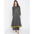 Grey solid anarkali kurti for Women. 