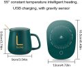 Coffee Mug-Warmer, USB Electric Coffee Cup Warmer for Desk, with Automatic On/Off to Keep Temperature Up to 104-122℉/ 40-50℃, Include Ceramic Mug, Cover, Spoon, Enjoy Anytime Hot Drinks,Green. 