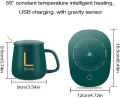 Coffee Mug-Warmer, USB Electric Coffee Cup Warmer for Desk, with Automatic On/Off to Keep Temperature Up to 104-122℉/ 40-50℃, Include Ceramic Mug, Cover, Spoon, Enjoy Anytime Hot Drinks,Green. 