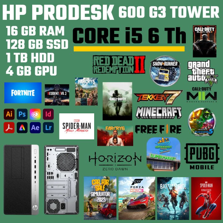 H.P PRODESK 600 G3 TOWER [CORE I5 6TH GEN, 16 GB RAM, 128GB SSD, 1 TB ...