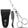 OCBA Professional Beard Scissor Barber Hairdressing Scissors 4.5 inch Stainless Steel Facial Hair Cutting & Mustache Beard Scissor With Comb. 