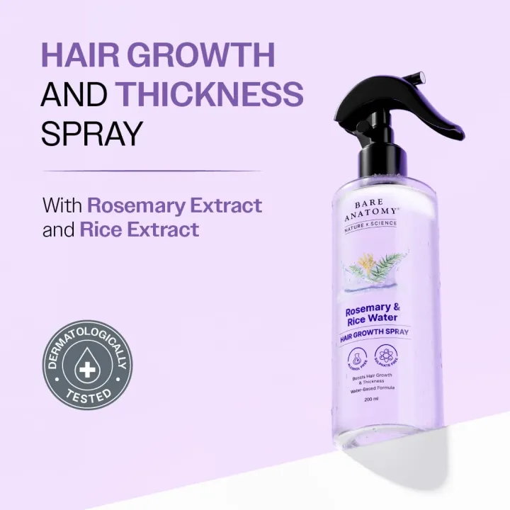 🌿 Bare Anatomy Rosemary & Rice Water Hair Growth Spray (200ml) | 100% ...
