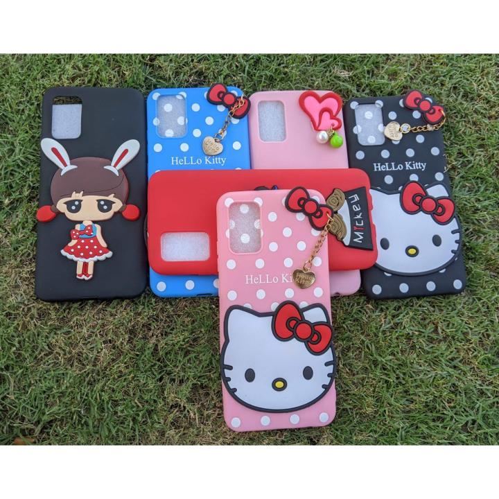 Samsung Galaxy A03s Back Cover Hello kitty Multifunction Folding Bracket Case Soft Silicone Square Phone Cases for Girls
