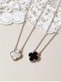 Clover pendant necklace with earrings in Korean style stainless trending jewelry for girls. 