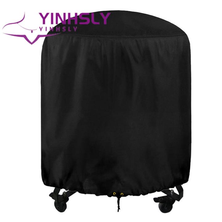 Yinhsly Uv-resistant Grill Cover Waterproof Round Bbq Grill Cover Dustproof Drawstring Design Double Stitching Anti-penetration Coating Ideal