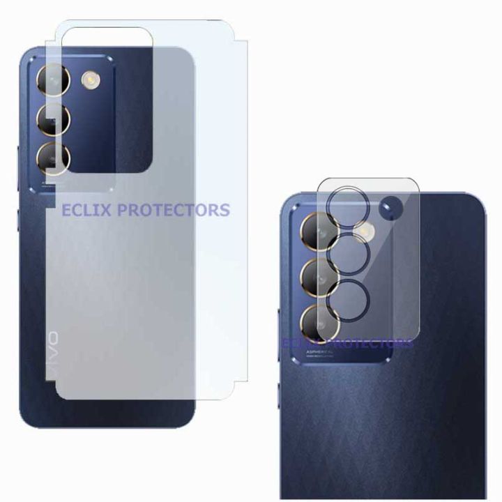 vivo Y100 Back Matte Protector Soft Skin Sheet Film + Back Camera Glass Protector Flexible 9H Gorilla Lens Glass For vivo y100 - Transparent