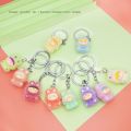 Hot Flocking Labubu Keychain Pop Mart Colorful Lilith Key Holder Cartoon Chain Backpack Pendant Car Key Ring. 