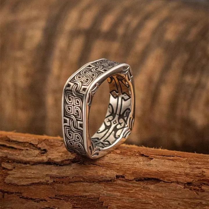 Irish Crazy Celtic Knot Square Vintage Ring Men||||||||||||'s Fashion Punk Hip Hop Jewelry Gift