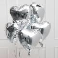 SILVER HEARTS FOIL BALLOONS ( PACK OF 5 HEART SHAPE FOIL BALLOON ). 