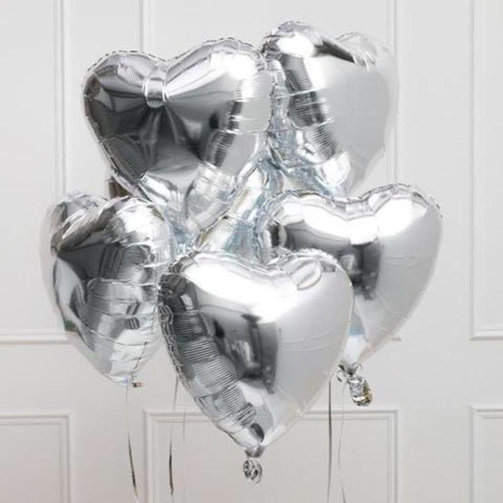 SILVER HEARTS FOIL BALLOONS ( PACK OF 5 HEART SHAPE FOIL BALLOON )