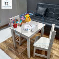 Stylish White Kids Table and Chair Set - Ideal for Girls and Boys Ages 3, 4, 5 and Up - Complete Kids Furniture with 2 Chairs - Perfect Gift for Playtime and Learning. 