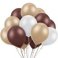 80 Dark Brown Light Brown & White Mix Latex Balloons Pack For Birthday & Party Decorations. 