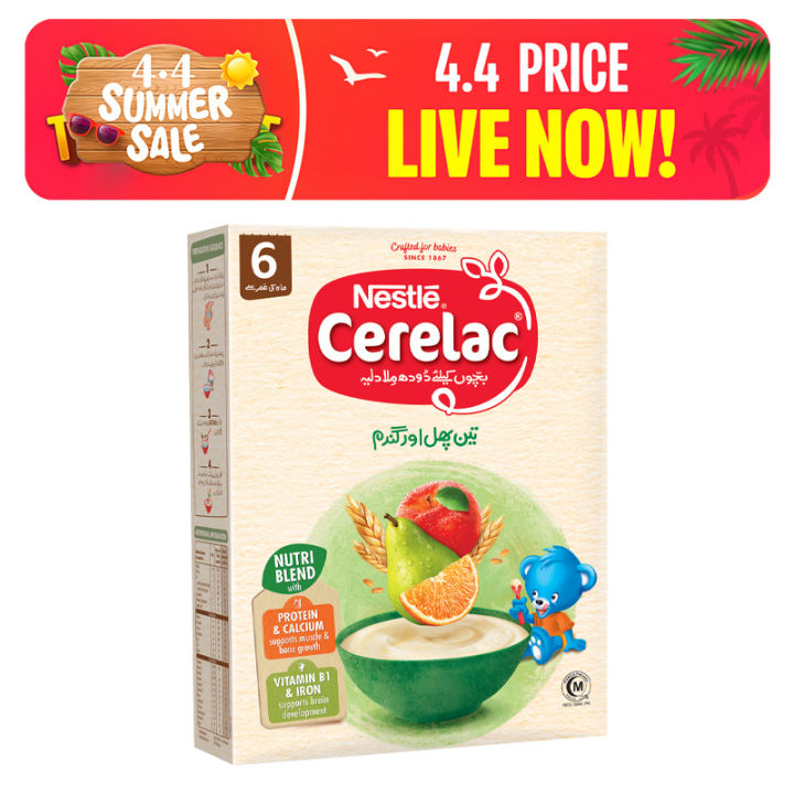 Nestle- Cerelac 3 Fruits & Wheat Baby Food (350G)