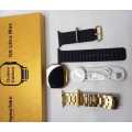 G9 Ultra Pro & G9 Ultra Max Golden Edition, 3 in 1, Bluetooth Calling, Health Monitoring, Waterproof Design, NFC, strap adjusting tool , 50g. 