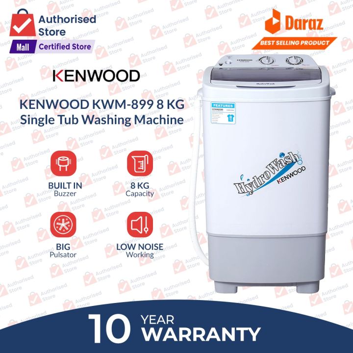 Kenwood Washing Machine Single Tub-Top Load | Model KWM-899 | 8 KG Hydro Wash Series | Rust Proof Body|  with 10 Years Warranty