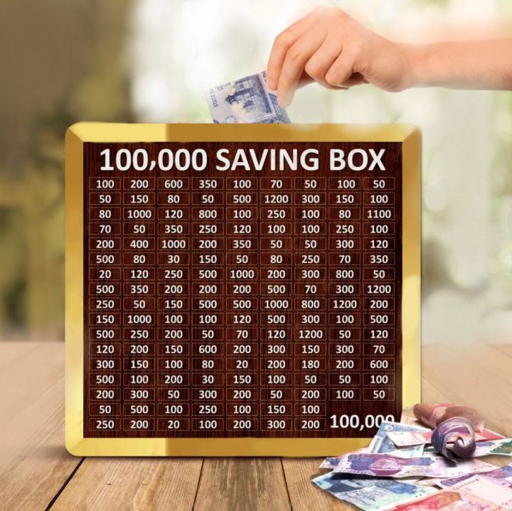 100,000 PKR Wooden Money Saving Box | Cash Challenge Tracker | Budget Savings Organizer for Kids & Adults I Money Box I Money Saving Box I Saving Box I Umrah saving box Saving | Money Box I 100000 Saving Box