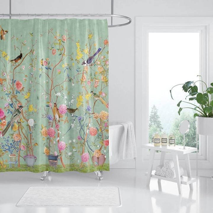 Shower Curtain Set with 12 Hooks Ring Included Bathroom Curtain Bath Shower Curtain Waterproof & Washable
