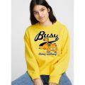 BUSY DOING NOTHING Yellow Fleece Winter High Quality Sweatshirt For Women. 