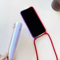 Case with cover in color 8 PlusX XR S Pro Mini 11 for iPhone 13 12 Max XS E 2 7 Crossbody lanyard Rainbow Liquid Silicone Protector. 