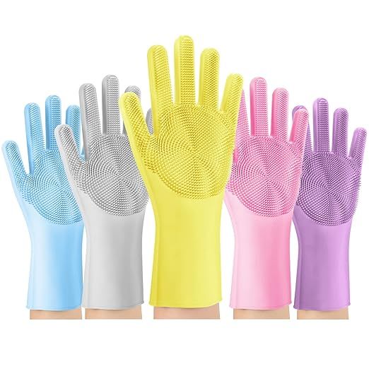 Magic Reusable Silicone Gloves with Wash Scrubber, Heat