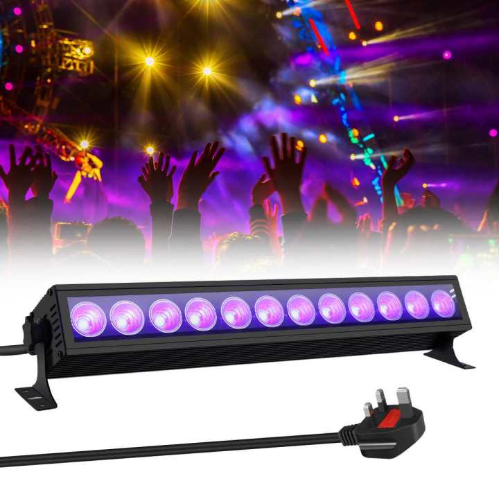 GLIME UV LED DJ Light Bar 36W Ultraviolet Black Light 12 LEDs 360° Adjustable Wall Lights for DJ Stage Lighting Glow Party light, Body Paint Halloween special light imported stock