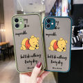 dienya For Realme 3 3i 3 Pro Case Thin Frosted Transparent Hard Side Square Edge Shockproof Phone Cases Fashion Cartoon Bear New Pattern Silicone Casing Full Cover Protection Softcase. 