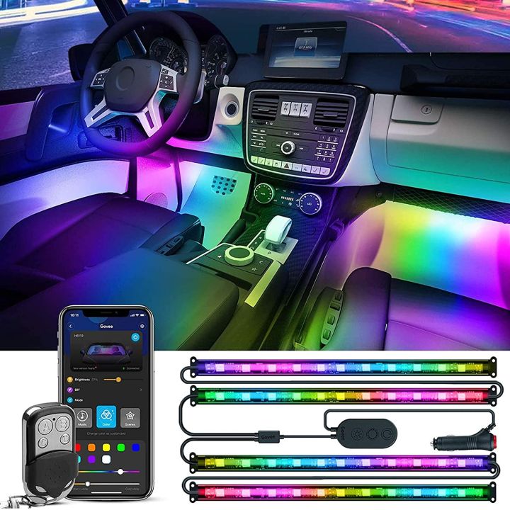 LED Interior Car Lights, App Controlled Car Interior Lights with USB Port, Multicolor Car LED Lights