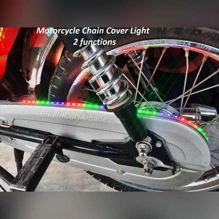 RGB Motorcycle Chain Cover Light 2 Functions 3 Wire Flash Running DRL Brake Light Waterproof with Double Tape