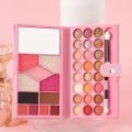 Full Face Multi-functional Makeup Kit, Portable Travel Makeup Palette For Girls With 24-Colors Eyeshadows Facial Blusher Lip Gloss Pressed Powder Mascara Brushes Mirror. 
