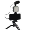 Vlogging Kit Accessories for Mobile Phone DSLR Camera Video Recording with Tripod Shoot Mic 360 LED Remote Selfie Light for Live Streaming Short Film. 