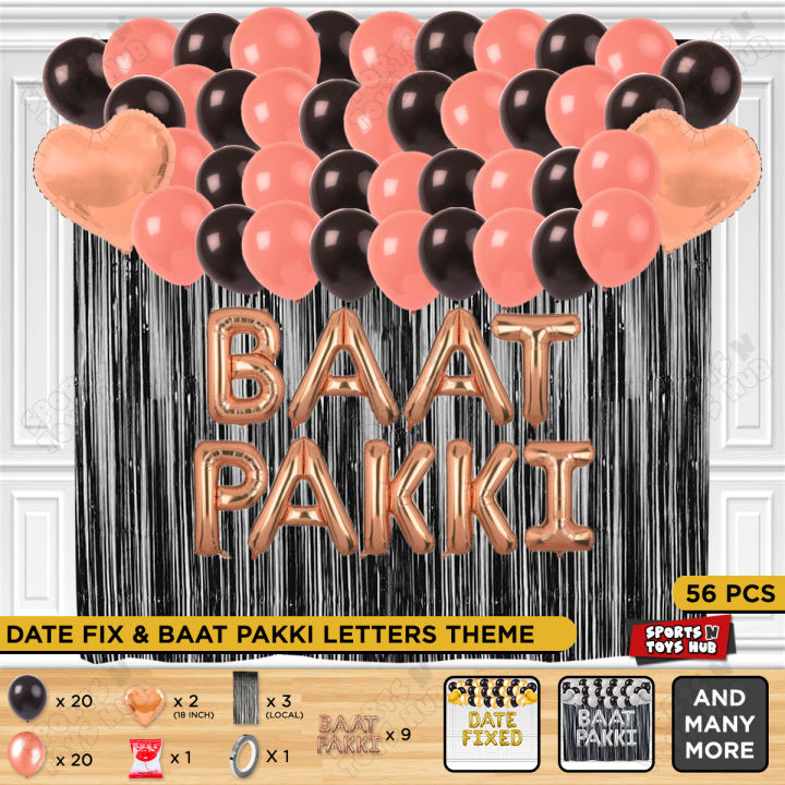 Baat Pakki Foil Balloon Garland Theme Collection For Decoration , Rista Pakka, Ristaa Mubarak Your Celebration Place, Home, Lawn, Garden, Wedding Ceremony Function & Events Themes Decor Supplies Photo Booth Prop : Bk5HJtlz, ldqtloNv