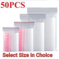 50 Pcs Resealable Vacuum Air Tight Bags Zip Lock Bags for Freezer, Clothes, Jewellery, Kitchen Polythene Bags Poly Bags Zipper Bags Plastic Resealable Shoppers Plastic Ziplock Bags. 