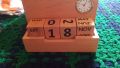 Wooden Table Calendar With Clock For Office & Home. 