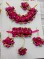 Artificial flowers Handmade Flower Jewelry Set for Brides-Choker Necklace, Bracelet with Ring, Earrings & Tika. Bridal jewelry set indian, Bridal jewellery set Mehndi, mayon flower jewelry, Mehndi accessories, Mehndi Jewellery set for girls for Bridals. 