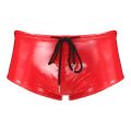 Swimwear Mens Wet Look Patent Leather Underwear Bulge Pouch Shorts for Pole Dancing Underpants Low Rise Drawstring Boxer Shorts. 