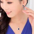 Navy Blue Suit, Blue Royal Princess Same Paragraph Imitation Gemstones Earrings Necklace Set. 