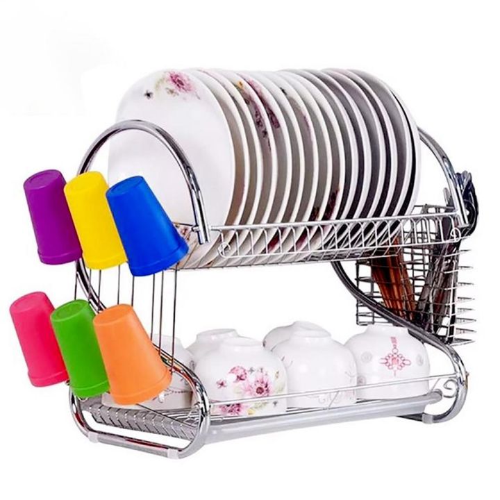 tier dish drying rack -Dish Drainer-Include Utensils holder High Quality  Kitchen Sink Dish Drainer Organizer Metal Drying Dish Rack