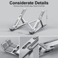 New Laptop Stand Adjustable Metal Stands, Portable Folding Aluminum Lap top Riser Holder with Adjustable Height for Desk, Foldable Ventilated Cooling With Anti Slip Rubber Grips Silver Laptop Accessories Compatible for Laptops, Macbook, Tablet, Notebook. 