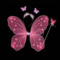 3 Pcs/ Set Kids Children Costume Cosplay Angel Wings Magic Wand Prop Girls Butterfly Fairy Wings Costume. 