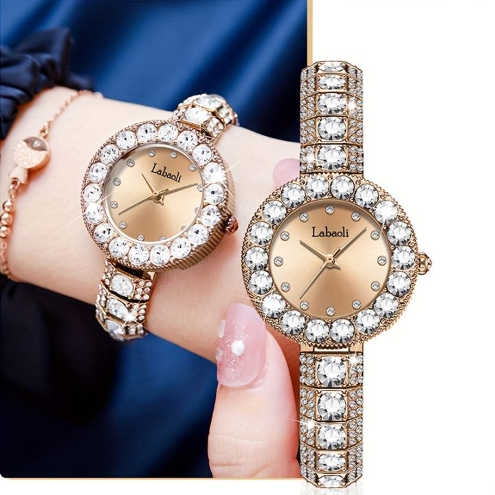 Labaoli Women's Watch Luxury Rhinestone Quartz Watch Elegant Waterproof Fashion Analog Bracelet Wrist Watch
