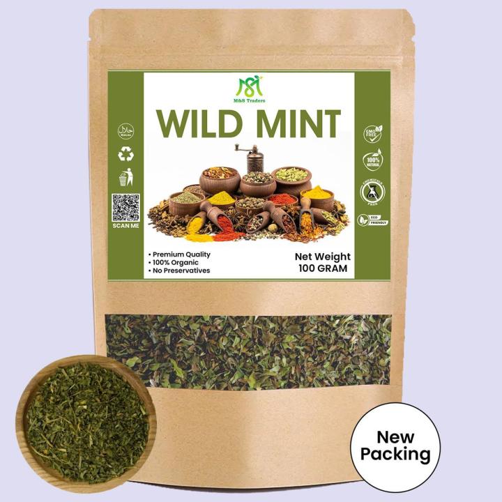 Pahari Podina Dry / Dried Wild Mint whole / Sookha Podina Leaves / Sukha Podina 100 Grams